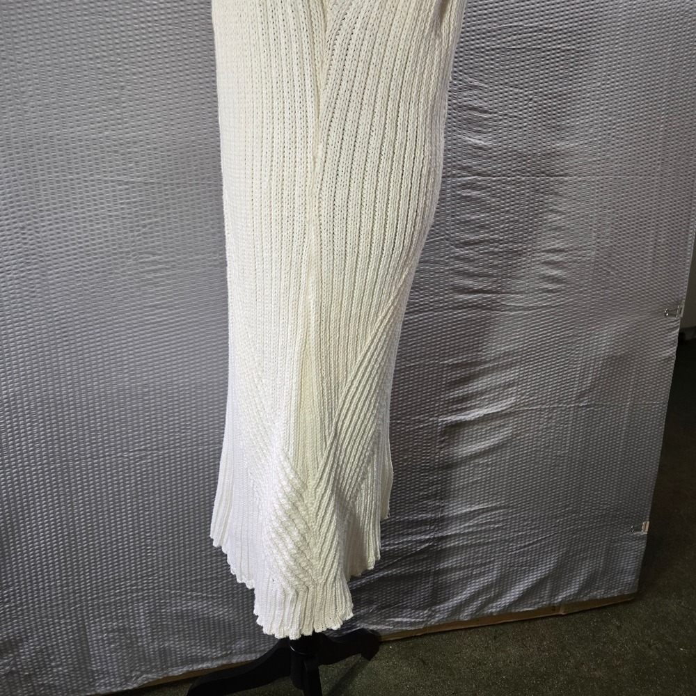 Anthropologie Cream Pointelle Knit Open Back V-Neck Sweater Dress Made in Turkey - Picture 11 of 15
